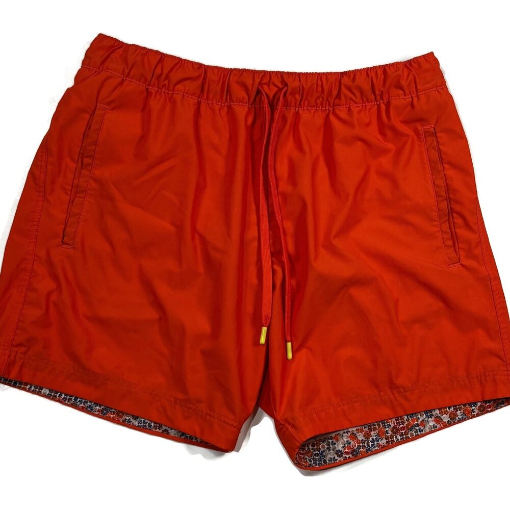 Robert Graham Orange Swim Board Shorts Mens 38 Classic Lined‎ Swimwear Trunks